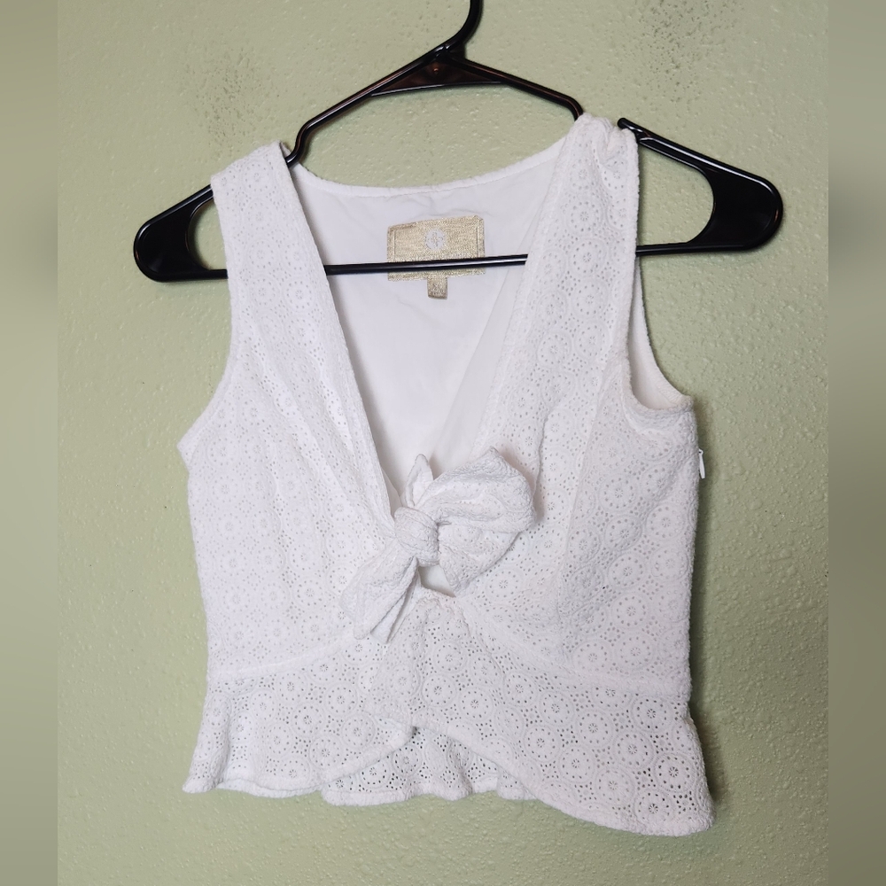 Lauren James White Knotted Top Size XS